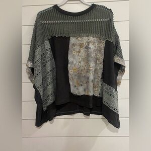 POL Women's Mixed Pattern Sweater - Olive, Black, and Gray